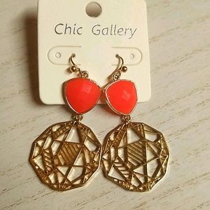 😻 3 For $15 Orange Gemstone Gold Charm Dangles
